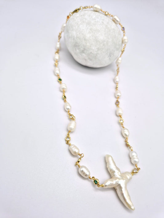 Collana Croce Perla