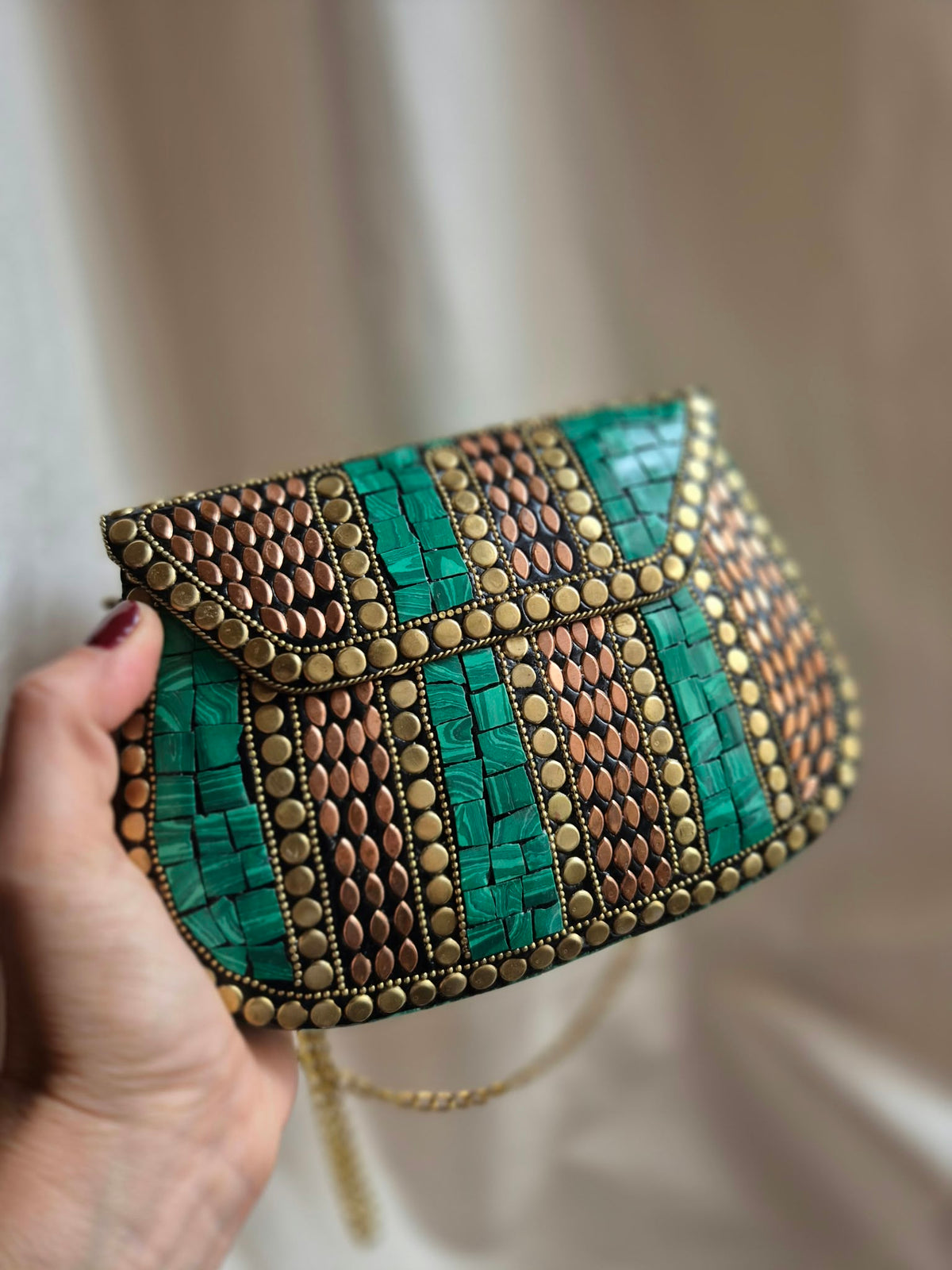 Clutch gioiello mosaico verde