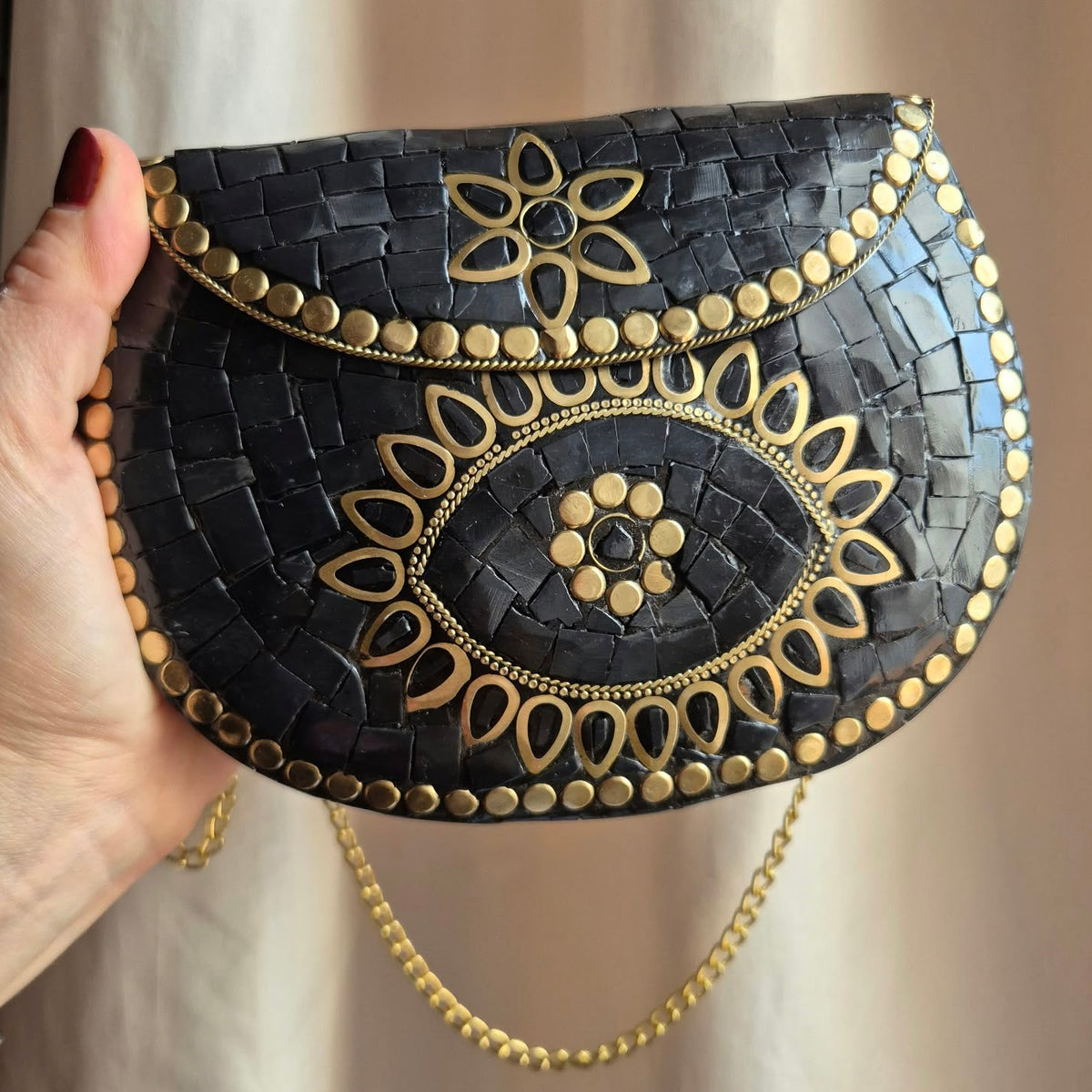 Clutch gioiello mosaico nero