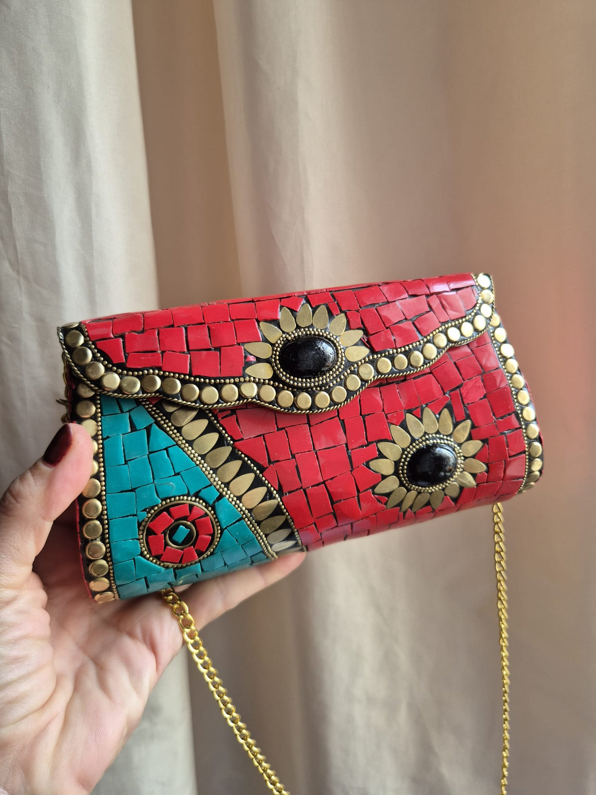 Clutch Mosaico Rosso e Turchese