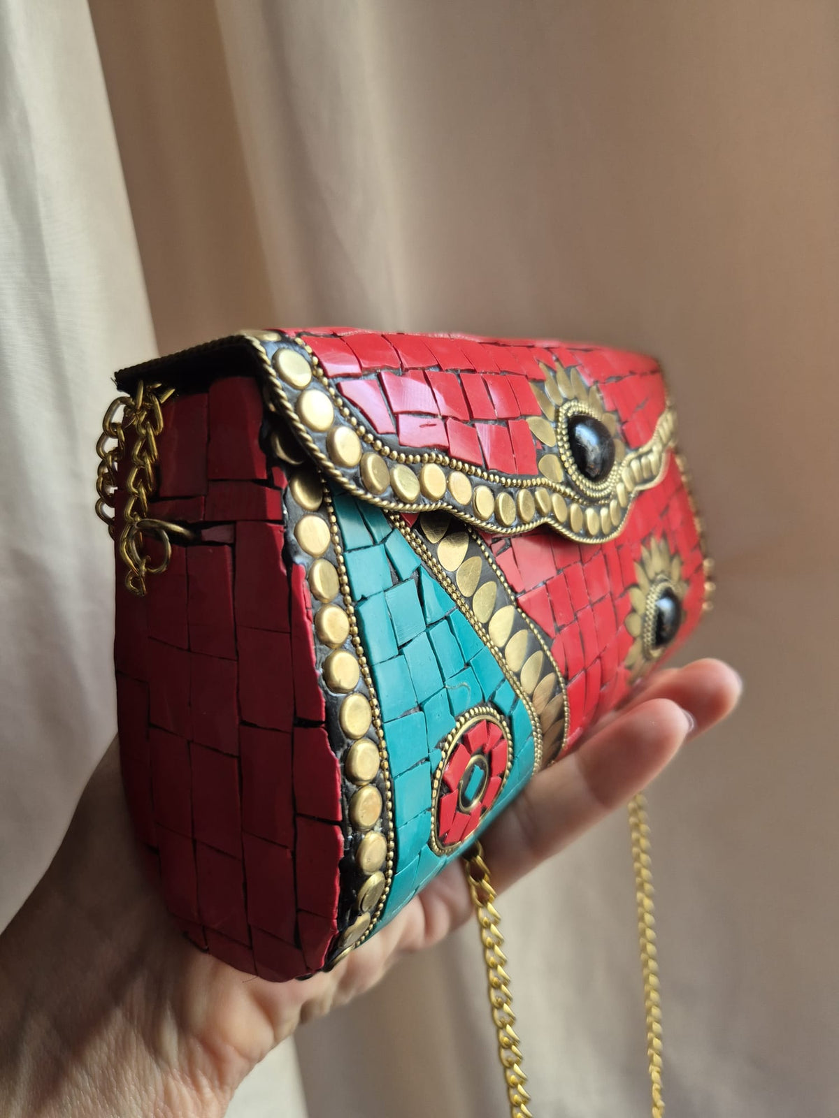 Clutch Mosaico Rosso e Turchese