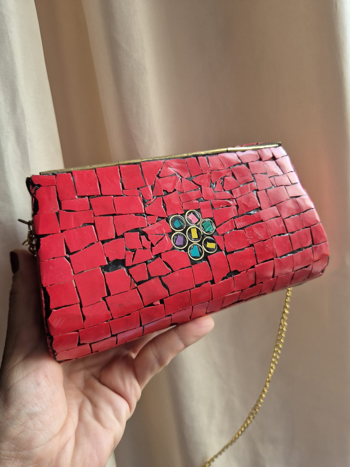 Clutch Mosaico Rosso e Turchese