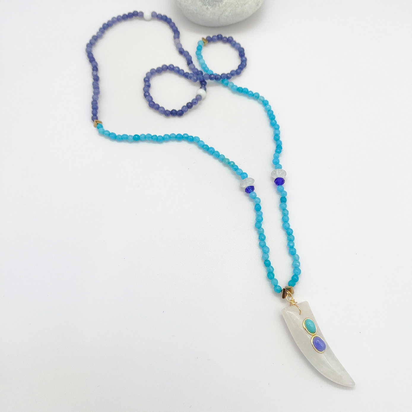 Collana Corno Giada Bianca